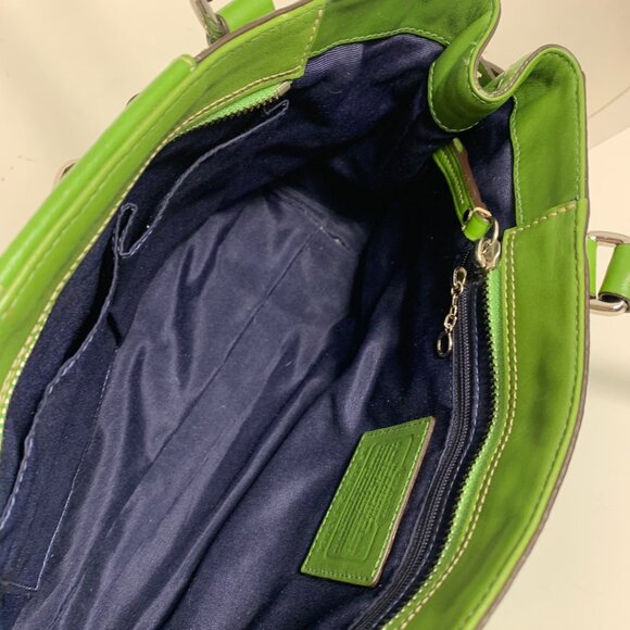 COACH Hamilton F13084 Green Leather Braided Belt Zip Top Shoulder Bag + Tag/Fob - Picture 10 of 13